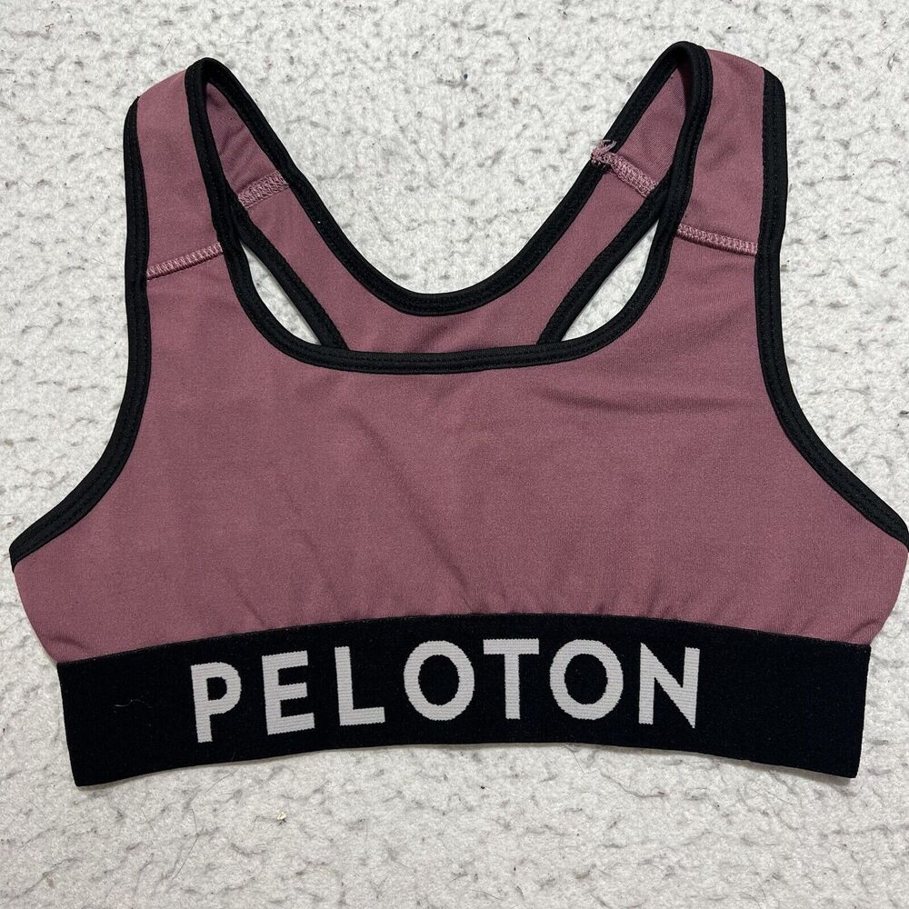 Peloton Women's XS Racerback Sports Bra Mauve Stretch Spellout Logo Sportswear